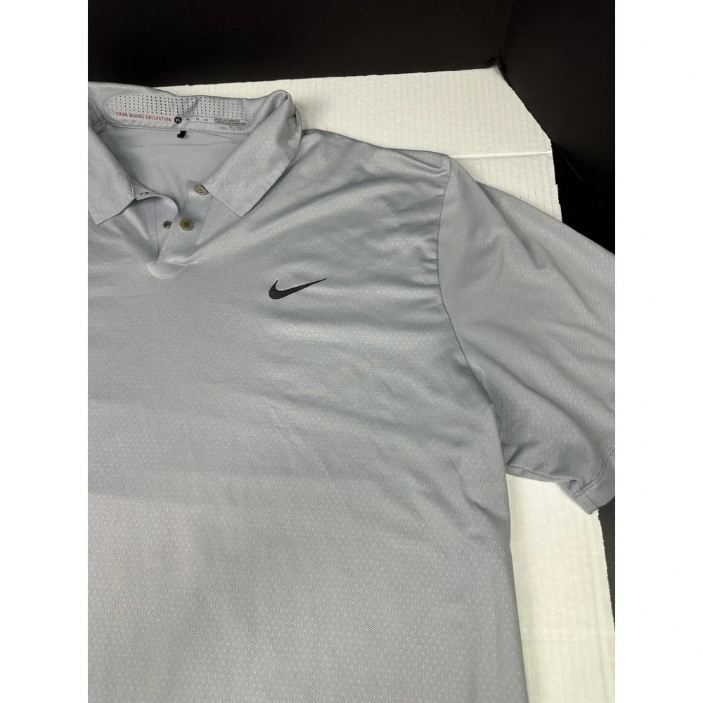 Nike Polo Shirt Mens XL Gray Tiger Woods Collection Dri-Fit Performance Golf
